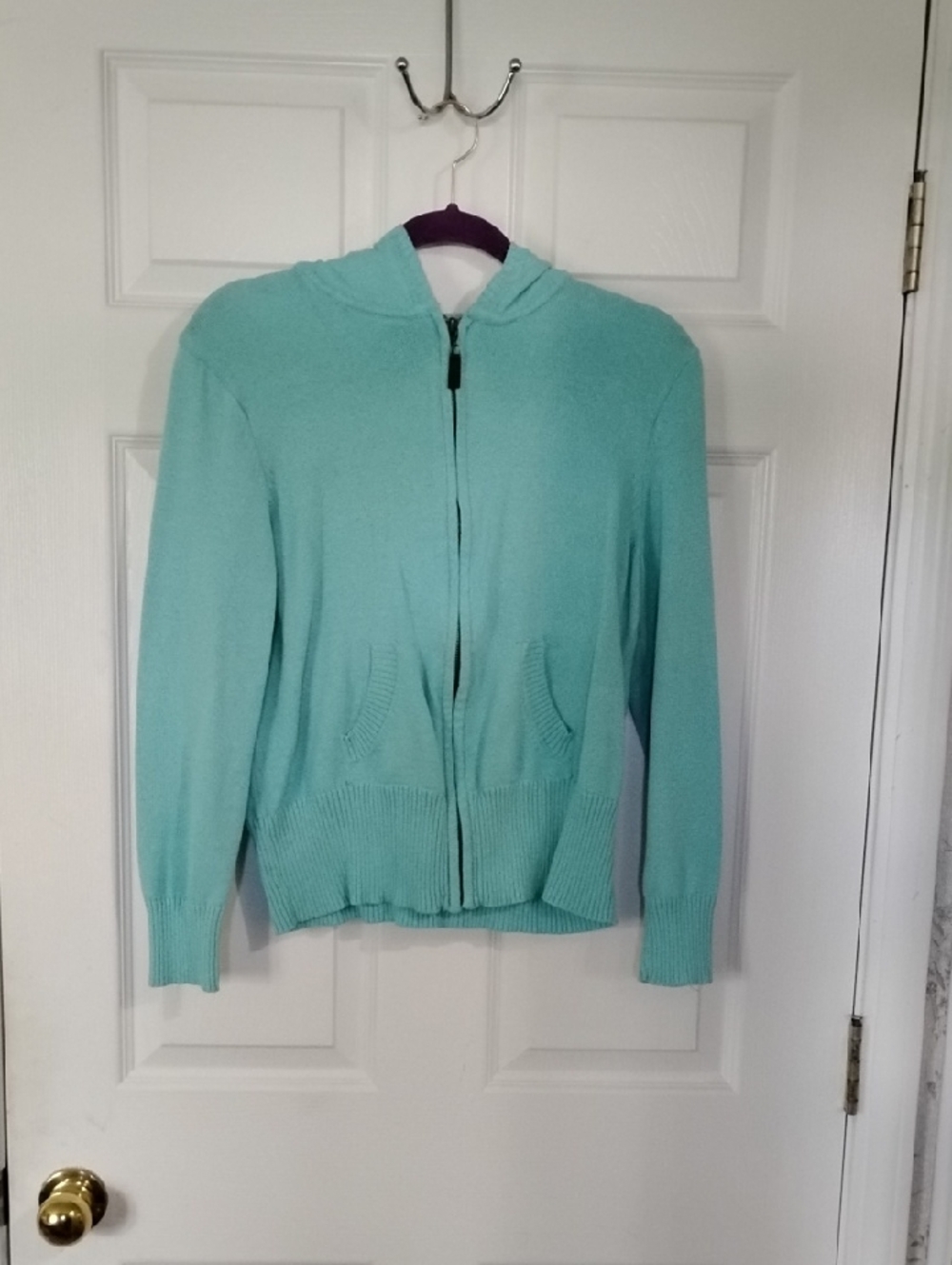 Karen Scott Aqua Zip-Up Hoodie